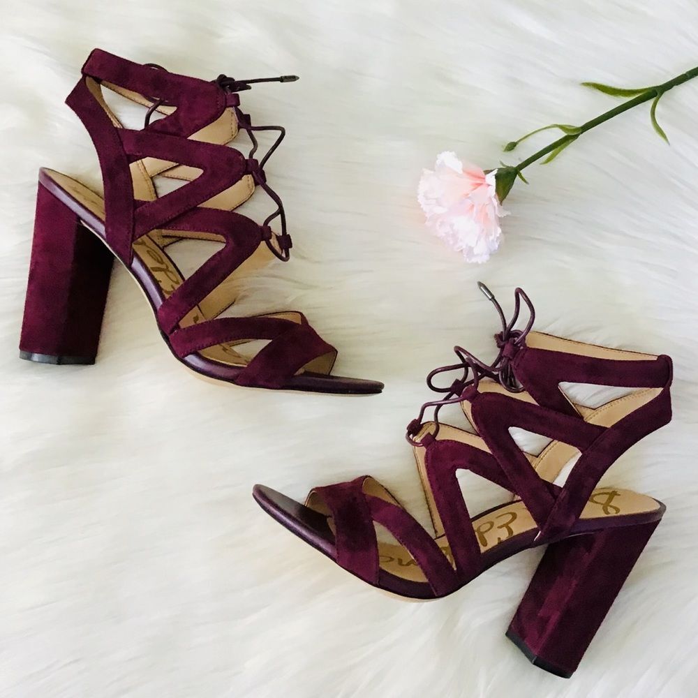 NWT Sam Edelman Suede Block Heel Sandals Size 7 - Picture 2 of 7